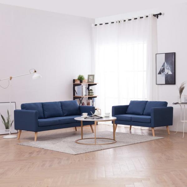 ARDEBO.de - 2-tlg. Sofagarnitur Stoff Blau