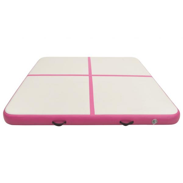 Aufblasbare Gymnastikmatte mit Pumpe 200x200x15 cm PVC Rosa