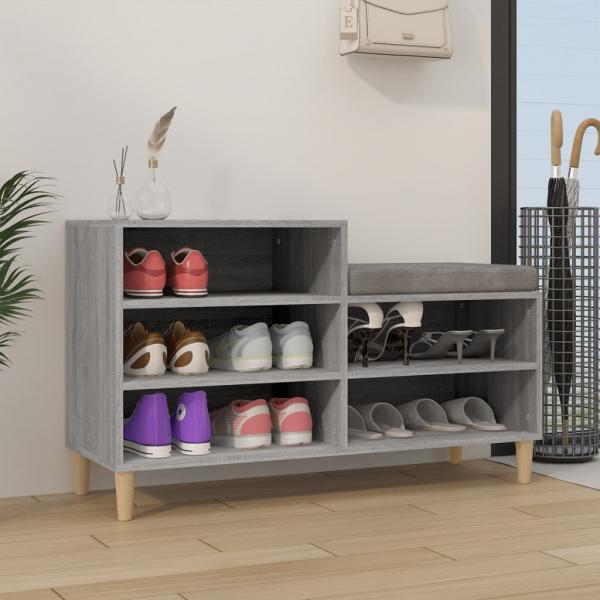 ARDEBO.de - Schuhregal Grau Sonoma 102x36x60 cm Holzwerkstoff