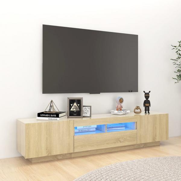 ARDEBO.de - TV-Schrank mit LED-Leuchten Sonoma-Eiche 180x35x40 cm