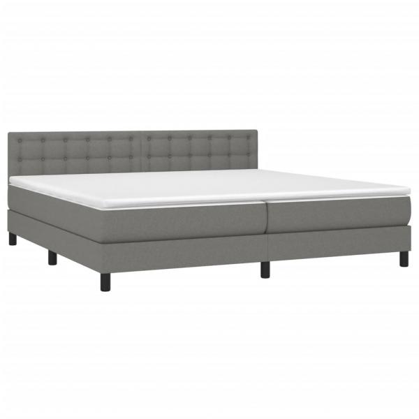 Boxspringbett mit Matratze & LED Dunkelgrau 200x200 cm Stoff