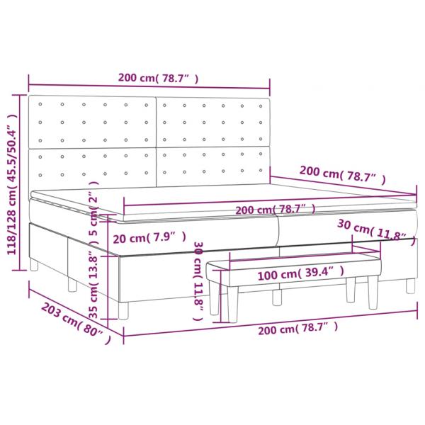 Boxspringbett mit Matratze Hellgrau 200x200 cm Stoff