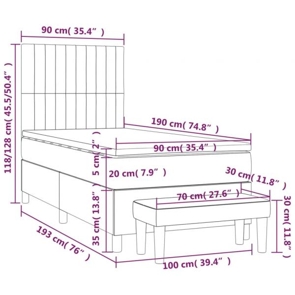 Boxspringbett mit Matratze Creme 90x190 cm Stoff