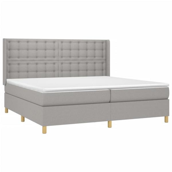 Boxspringbett mit Matratze & LED Hellgrau 200x200 cm Stoff 