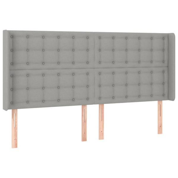 Boxspringbett mit Matratze & LED Hellgrau 200x200 cm Stoff 