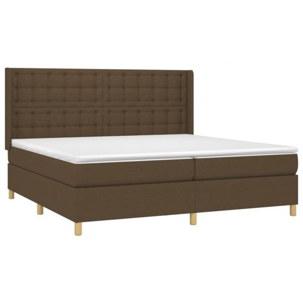 Boxspringbett mit Matratze & LED Dunkelbraun 200x200 cm Stoff