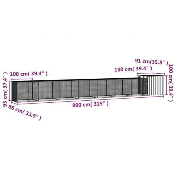 Hühnerkäfig Anthrazit 800x91x100 cm Verzinkter Stahl