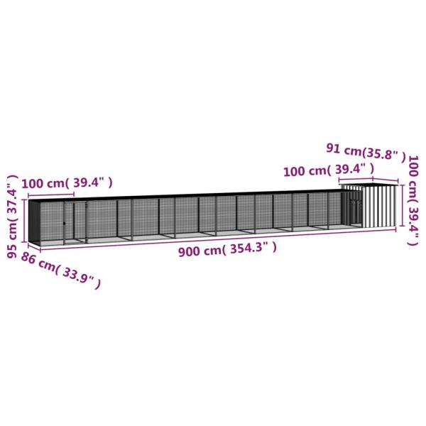 Hühnerkäfig Anthrazit 900x91x100 cm Verzinkter Stahl