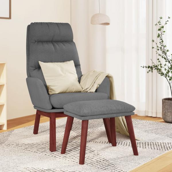 ARDEBO.de - Relaxsessel mit Hocker Hellgrau Stoff