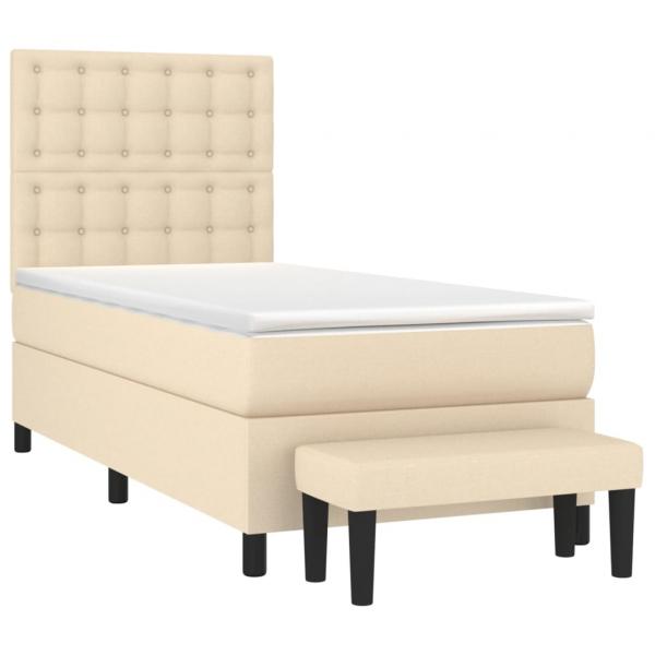 Boxspringbett mit Matratze Creme 100x200 cm Stoff