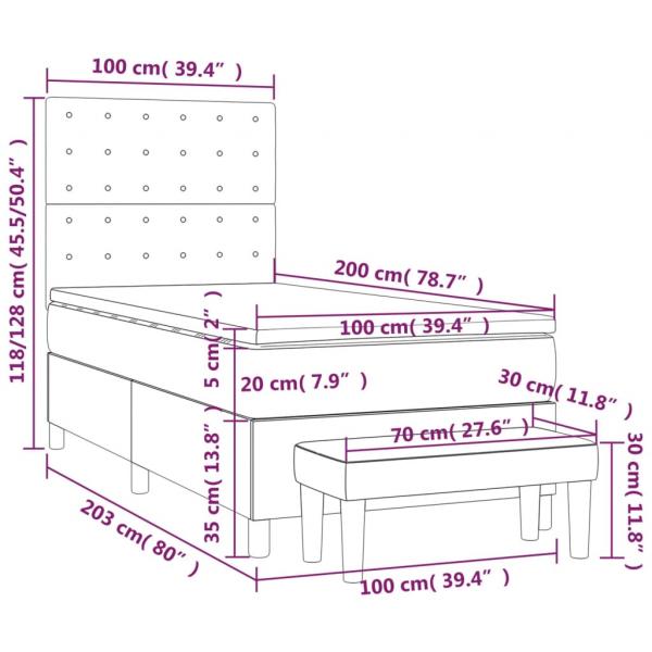 Boxspringbett mit Matratze Creme 100x200 cm Stoff