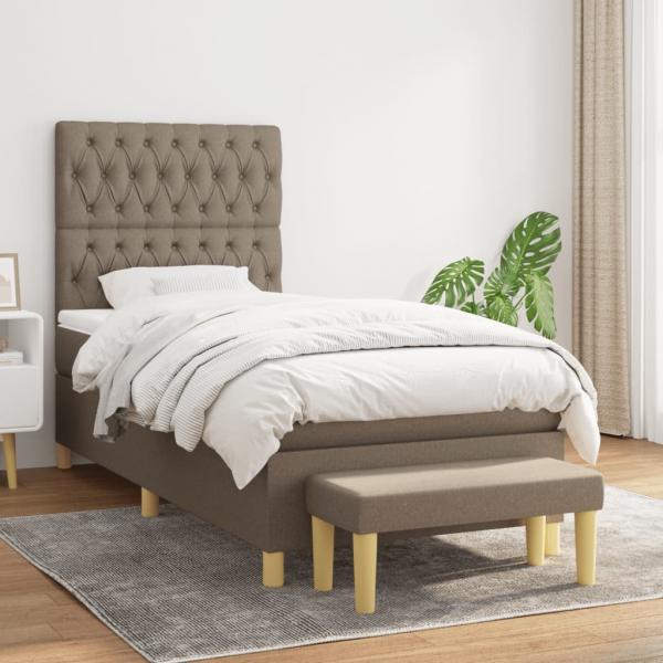 ARDEBO.de - Boxspringbett mit Matratze Taupe 90x200 cm Stoff