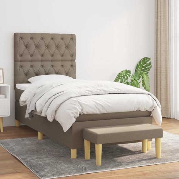 ARDEBO.de - Boxspringbett mit Matratze Taupe 80x200 cm Stoff