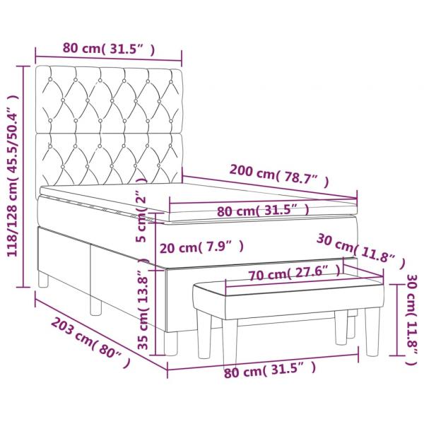 Boxspringbett mit Matratze Taupe 80x200 cm Stoff