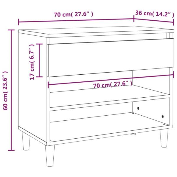 Schuhregal Betongrau 70x36x60 cm Holzwerkstoff