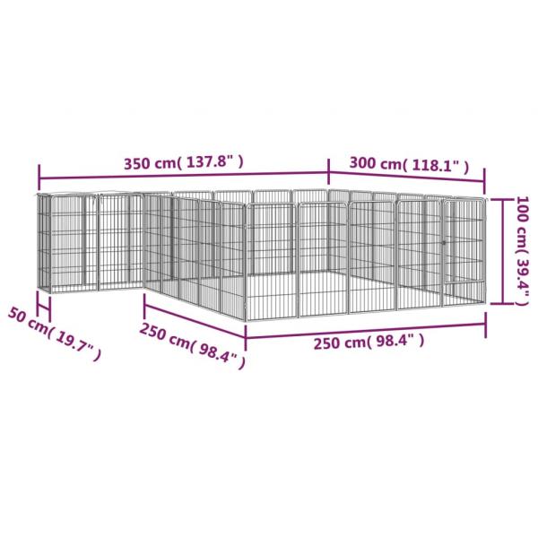 26-tlg. Hundelaufstall Schwarz 50x100cm Stahl Pulverbeschichtet