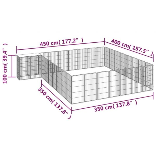 34-tlg. Hundelaufstall Schwarz 50x100cm Stahl Pulverbeschichtet