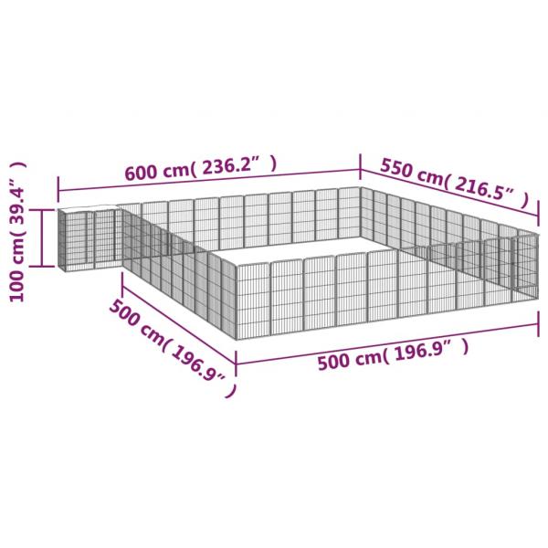 46-tlg. Hundelaufstall Schwarz 50x100cm Stahl Pulverbeschichtet