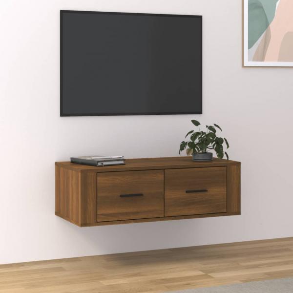 ARDEBO.de - TV-Wandschrank Braun Eichen-Optik 80x36x25 cm Holzwerkstoff