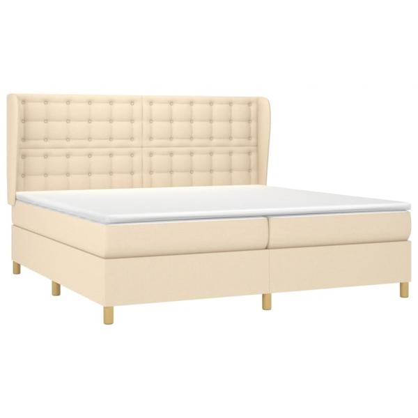 Boxspringbett mit Matratze Creme 200x200 cm Stoff