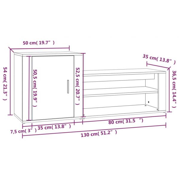 Schuhschrank Hochglanz-Weiß 130x35x54 cm Holzwerkstoff