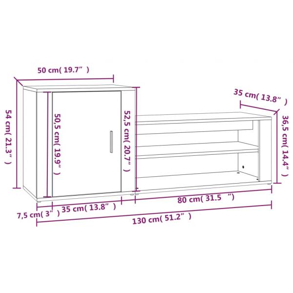 Schuhschrank Räuchereiche 130x35x54 cm Holzwerkstoff