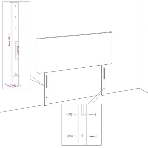 Kopfteile 2 Stk. Rosa 72x5x78/88 cm Samt