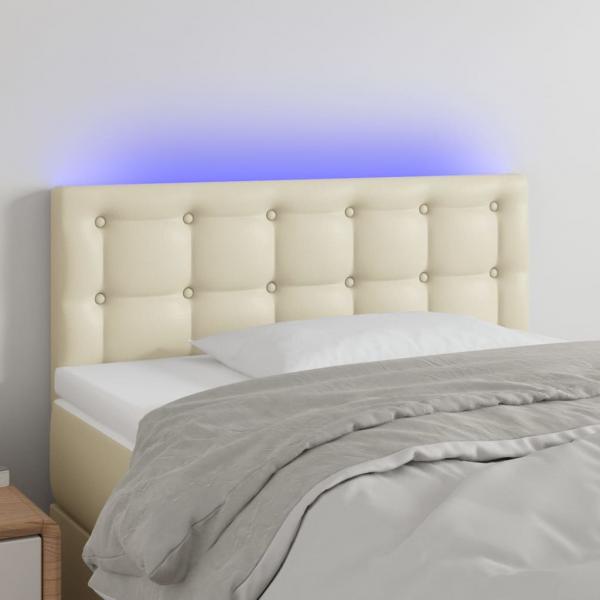 ARDEBO.de - LED Kopfteil Creme 80x5x78/88 cm Kunstleder