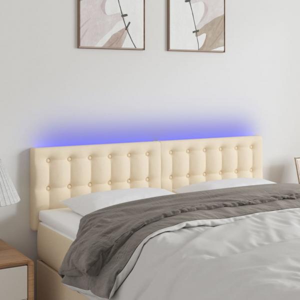 ARDEBO.de - LED Kopfteil Creme 144x5x78/88 cm Stoff