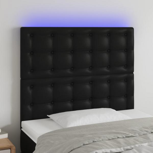 ARDEBO.de - LED Kopfteil Schwarz 80x5x118/128 cm Kunstleder