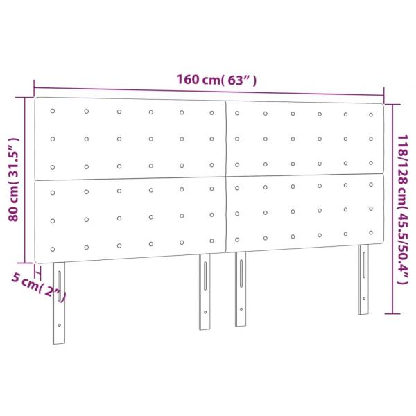 LED Kopfteil Cappuccino-Braun 160x5x118/128cm Kunstleder