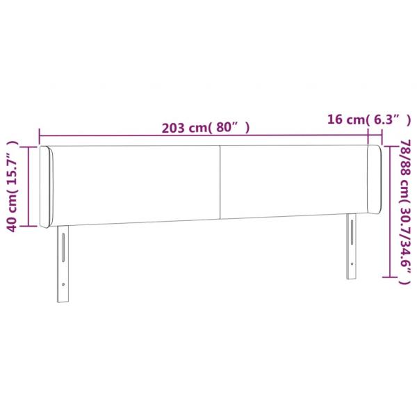 LED Kopfteil Rosa 203x16x78/88 cm Samt