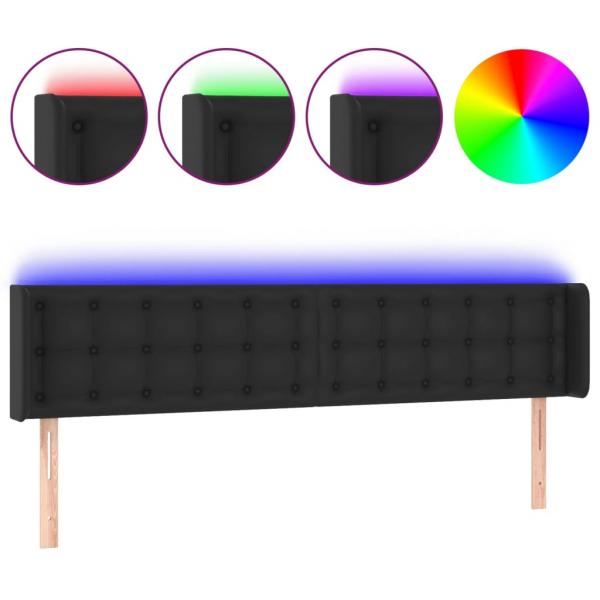 LED Kopfteil Schwarz 163x16x78/88 cm Kunstleder