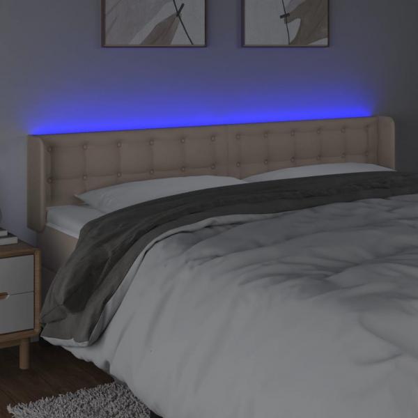 LED Kopfteil Cappuccino-Braun 203x16x78/88 cm Kunstleder