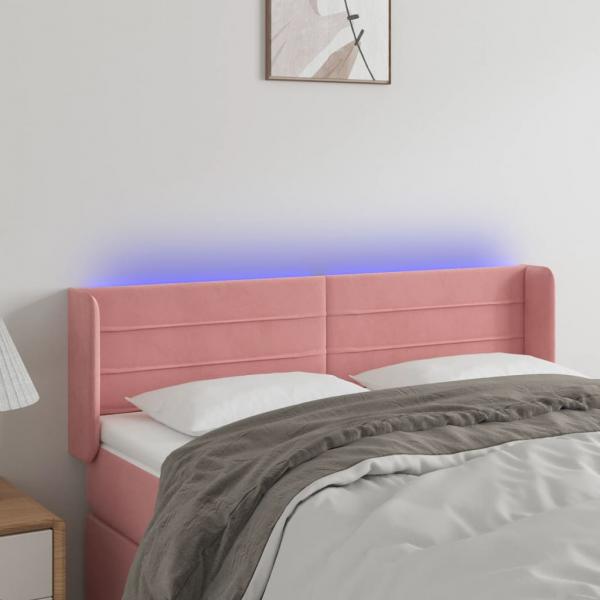 ARDEBO.de - LED Kopfteil Rosa 147x16x78/88 cm Samt