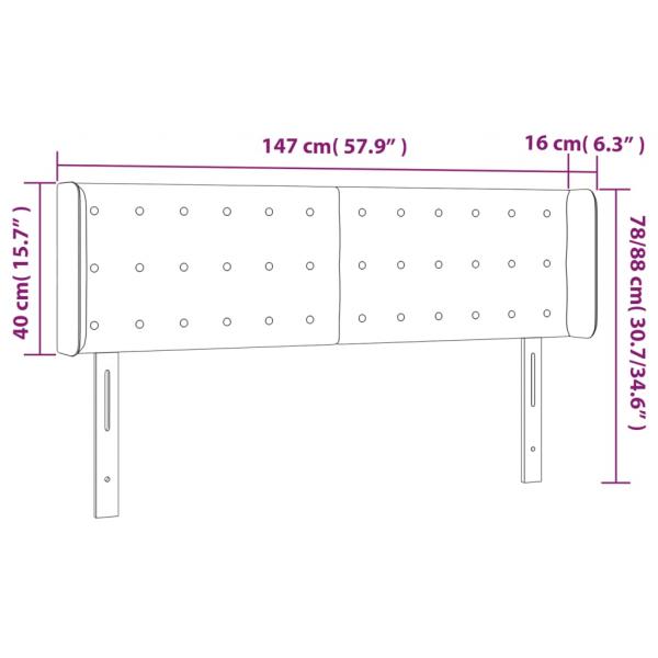 LED Kopfteil Creme 147x16x78/88 cm Stoff