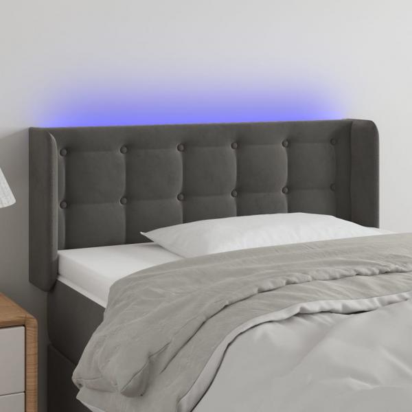 ARDEBO.de - LED Kopfteil Dunkelgrau 93x16x78/88 cm Samt