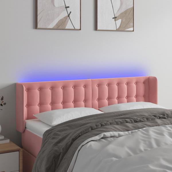 ARDEBO.de - LED Kopfteil Rosa 147x16x78/88 cm Samt