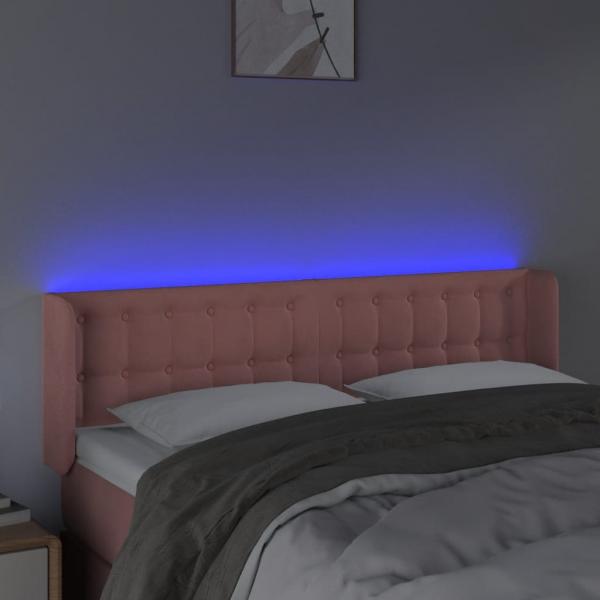 LED Kopfteil Rosa 147x16x78/88 cm Samt