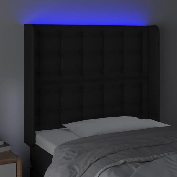 LED Kopfteil Schwarz 83x16x118/128 cm Kunstleder