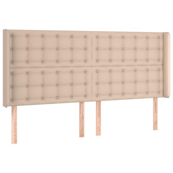 LED Kopfteil Cappuccino-Braun 163x16x118/128cm Kunstleder