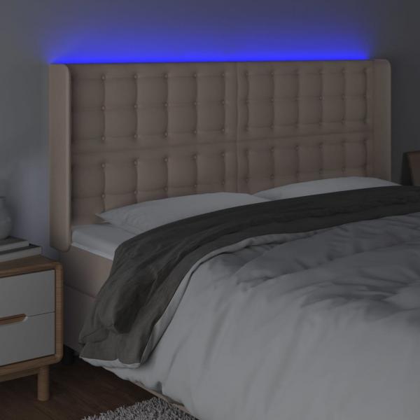 LED Kopfteil Cappuccino-Braun 163x16x118/128cm Kunstleder