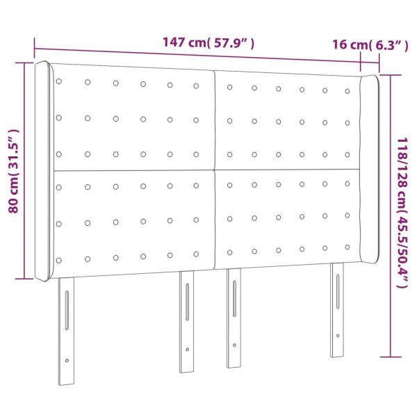 LED Kopfteil Taupe 147x16x118/128 cm Stoff