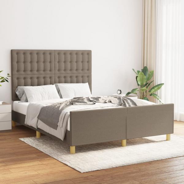 ARDEBO.de - Bettgestell mit Kopfteil Taupe 140x190 cm Stoff