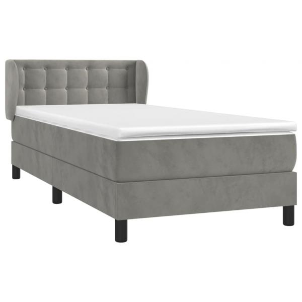 Boxspringbett mit Matratze Hellgrau 80x200 cm Samt