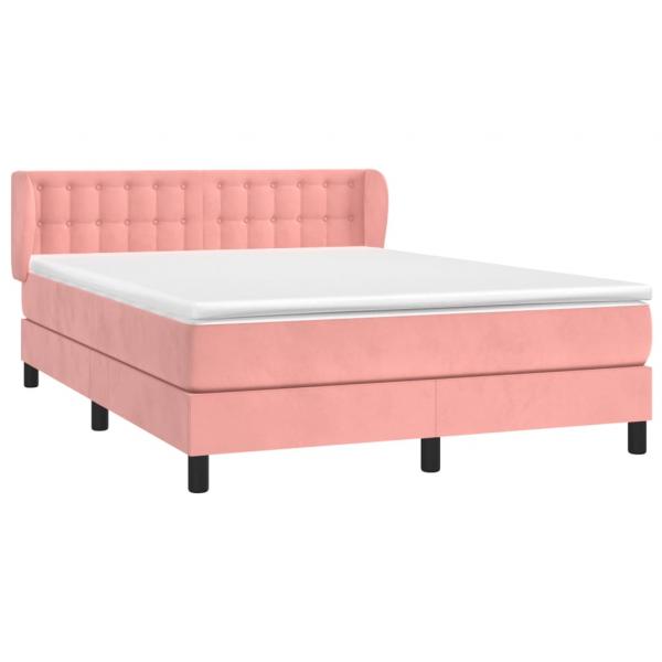 Boxspringbett mit Matratze Rosa 140x200 cm Samt