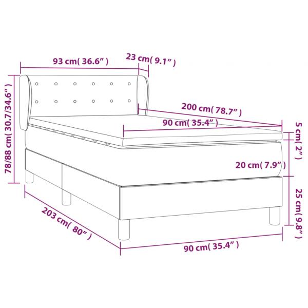 Boxspringbett mit Matratze Rosa 90x200 cm Samt