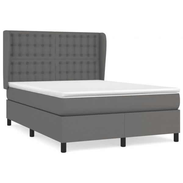 Boxspringbett mit Matratze Grau 140x190 cm Kunstleder