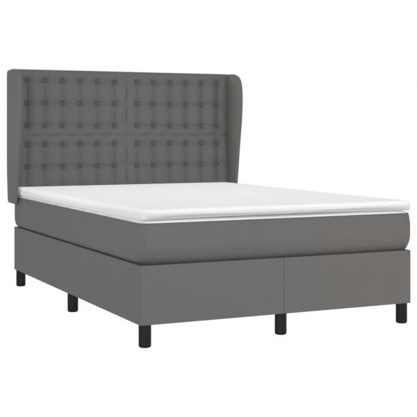 Boxspringbett mit Matratze Grau 140x190 cm Kunstleder