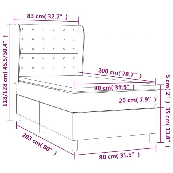 Boxspringbett mit Matratze Schwarz 80x200 cm Kunstleder